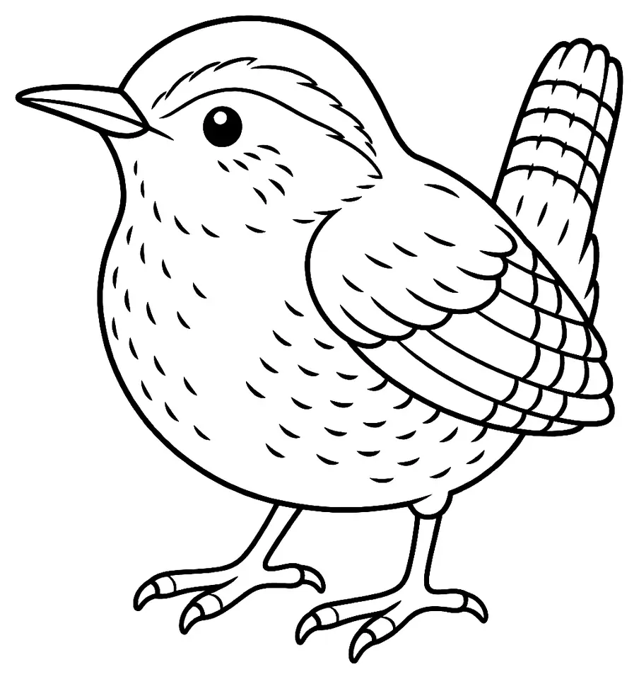 Coloriage de Troglodyte mignon : dessin au trait noir à colorier