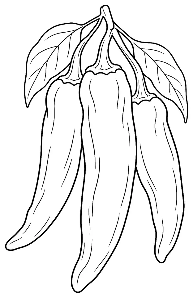 Coloriage de Big Jim (piment ou poivron) : dessin au trait noir à colorier