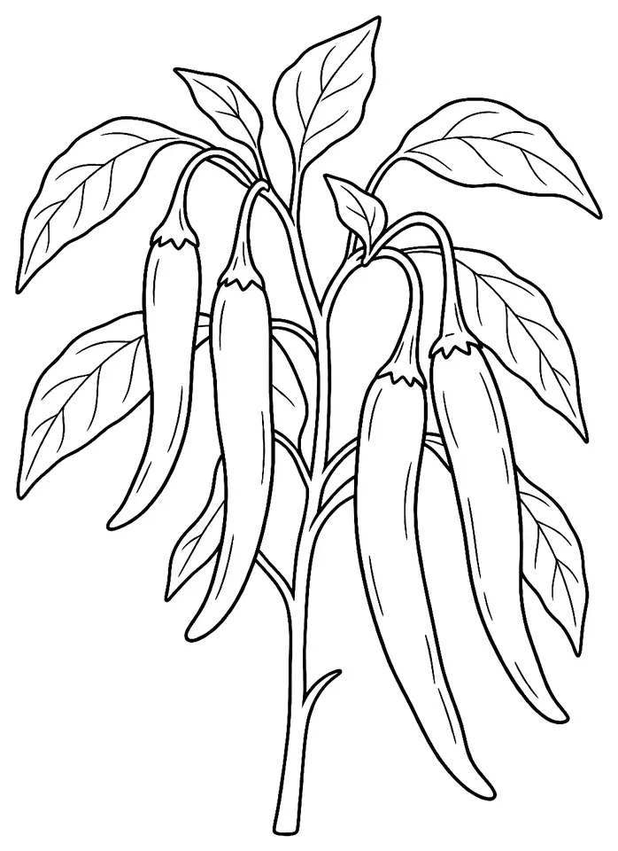 Coloriage de Piment coréen : dessin au trait noir à colorier