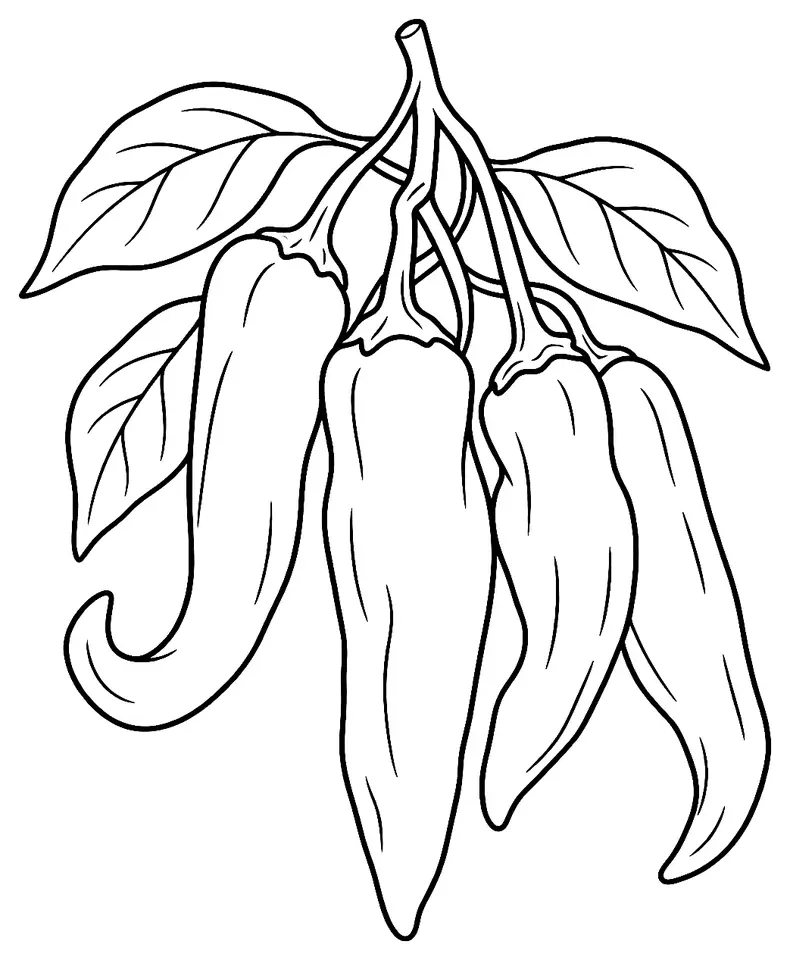 Coloriage de Peperone di Senise : dessin au trait noir à colorier