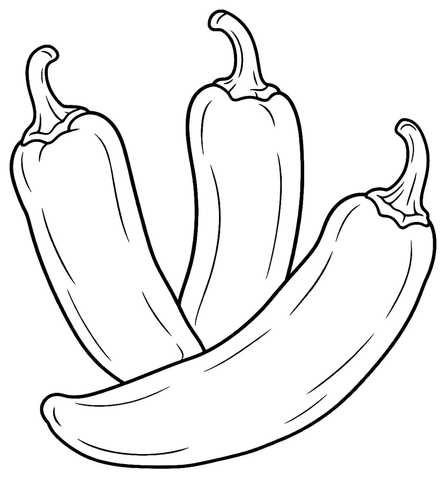 Coloriage de Piment banane : dessin au trait noir à colorier