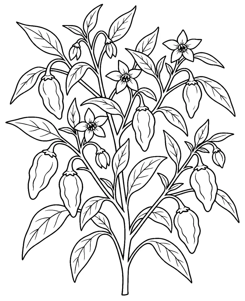 Coloriage de Piment hot lemon : dessin au trait noir à colorier