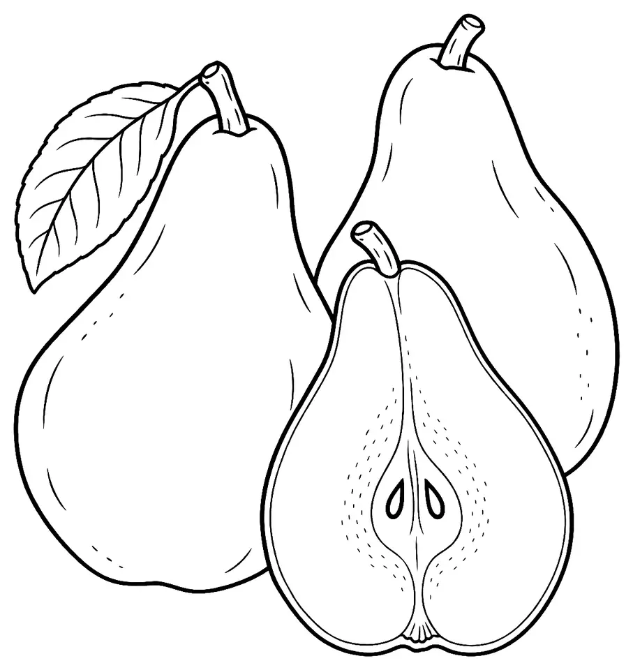 Coloriage de Beurré Clairgeau (poire) : dessin au trait noir à colorier