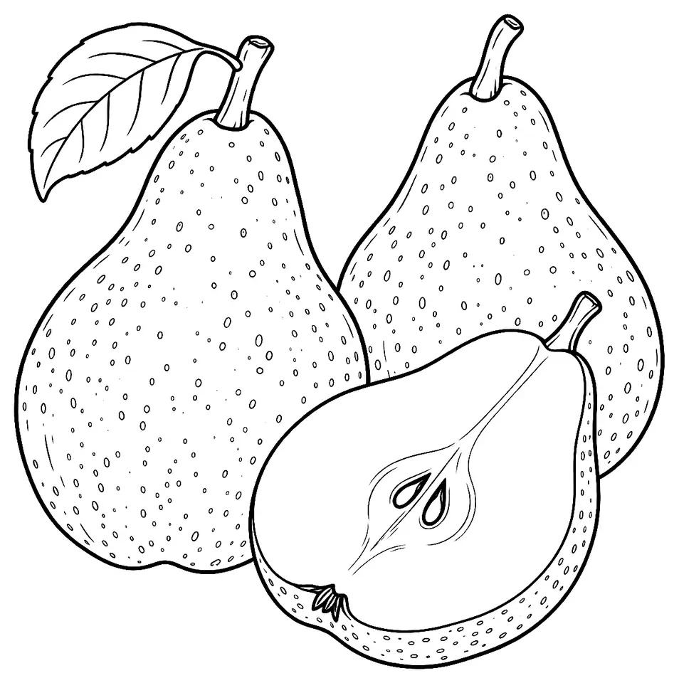 Coloriage de Comtesse de Paris (poire) : dessin au trait noir à colorier