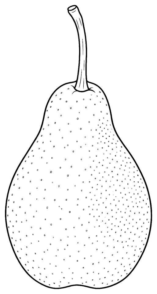 Coloriage de Martin Sec (poire) : dessin au trait noir à colorier