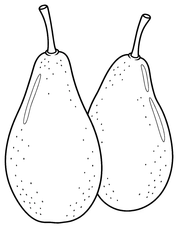 Coloriage de Poire Ya (poire) : dessin au trait noir à colorier