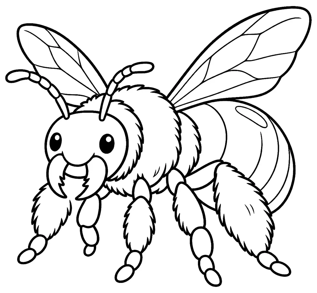 Coloriage de Abeille charpentière : dessin au trait noir à colorier