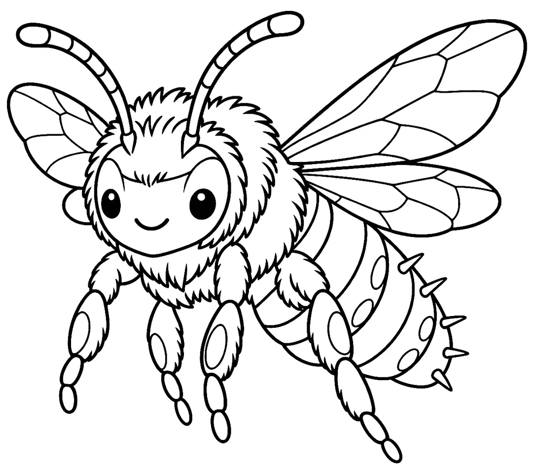 Coloriage de Anthidie à manchettes : dessin au trait noir à colorier
