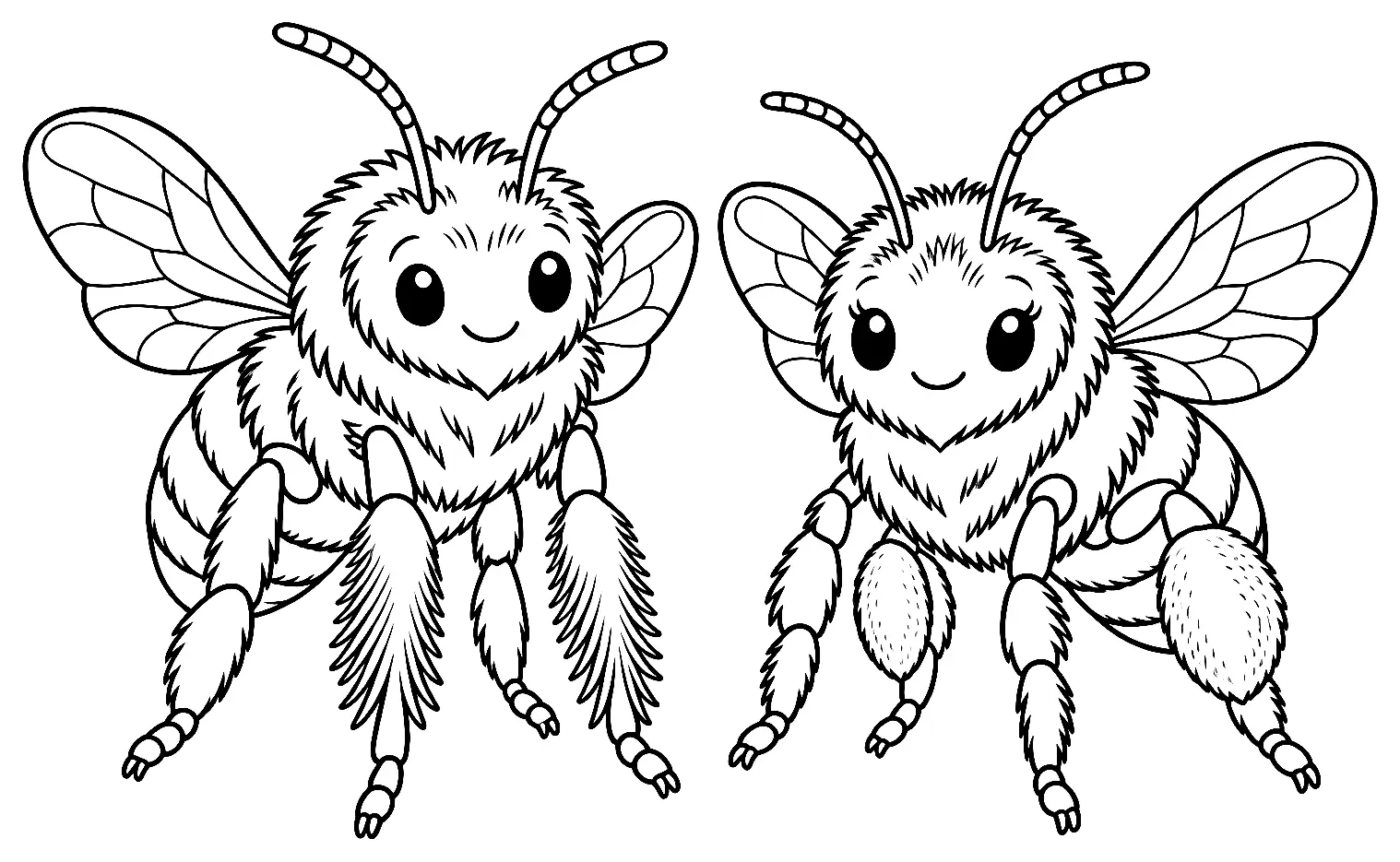 Coloriage de Anthophore plumeuse : dessin au trait noir à colorier