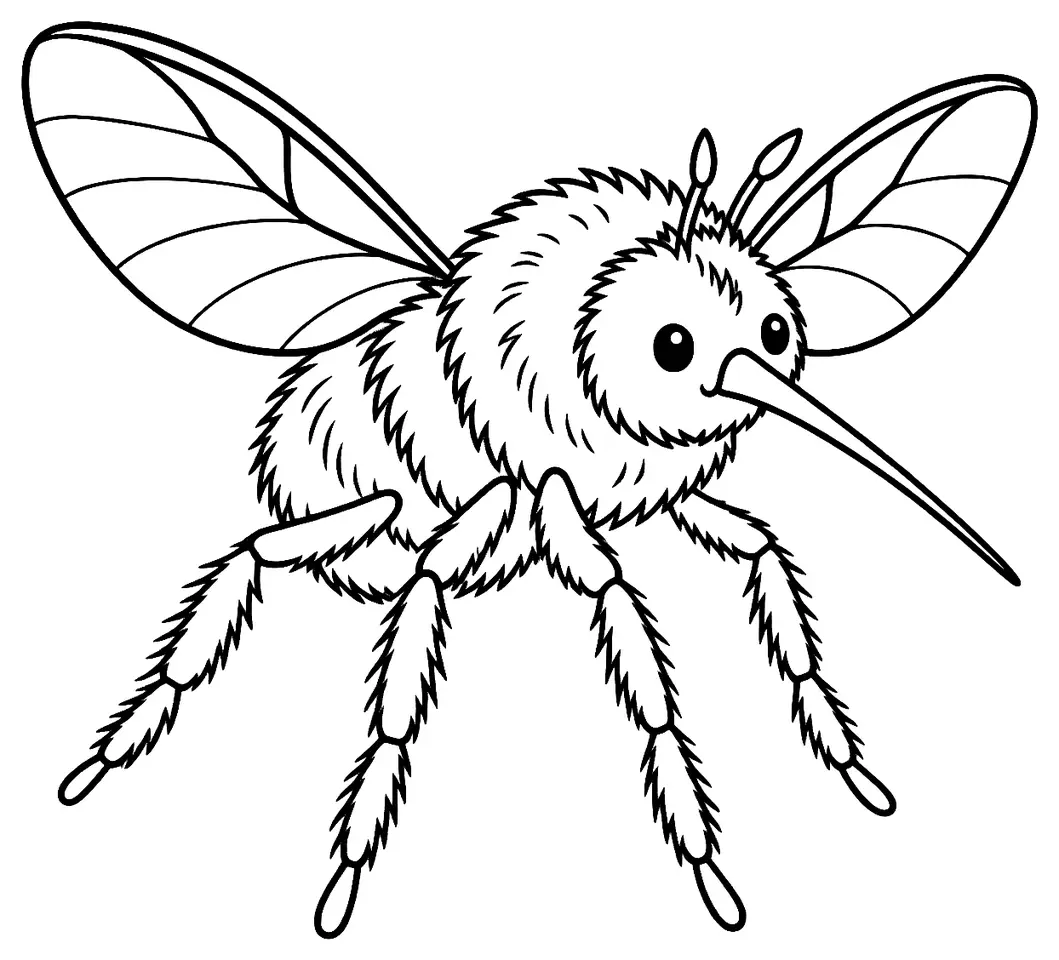Coloriage de Bombyle : dessin au trait noir à colorier