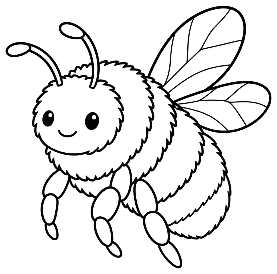 Coloriage de Bourdon terrestre : dessin au trait noir à colorier