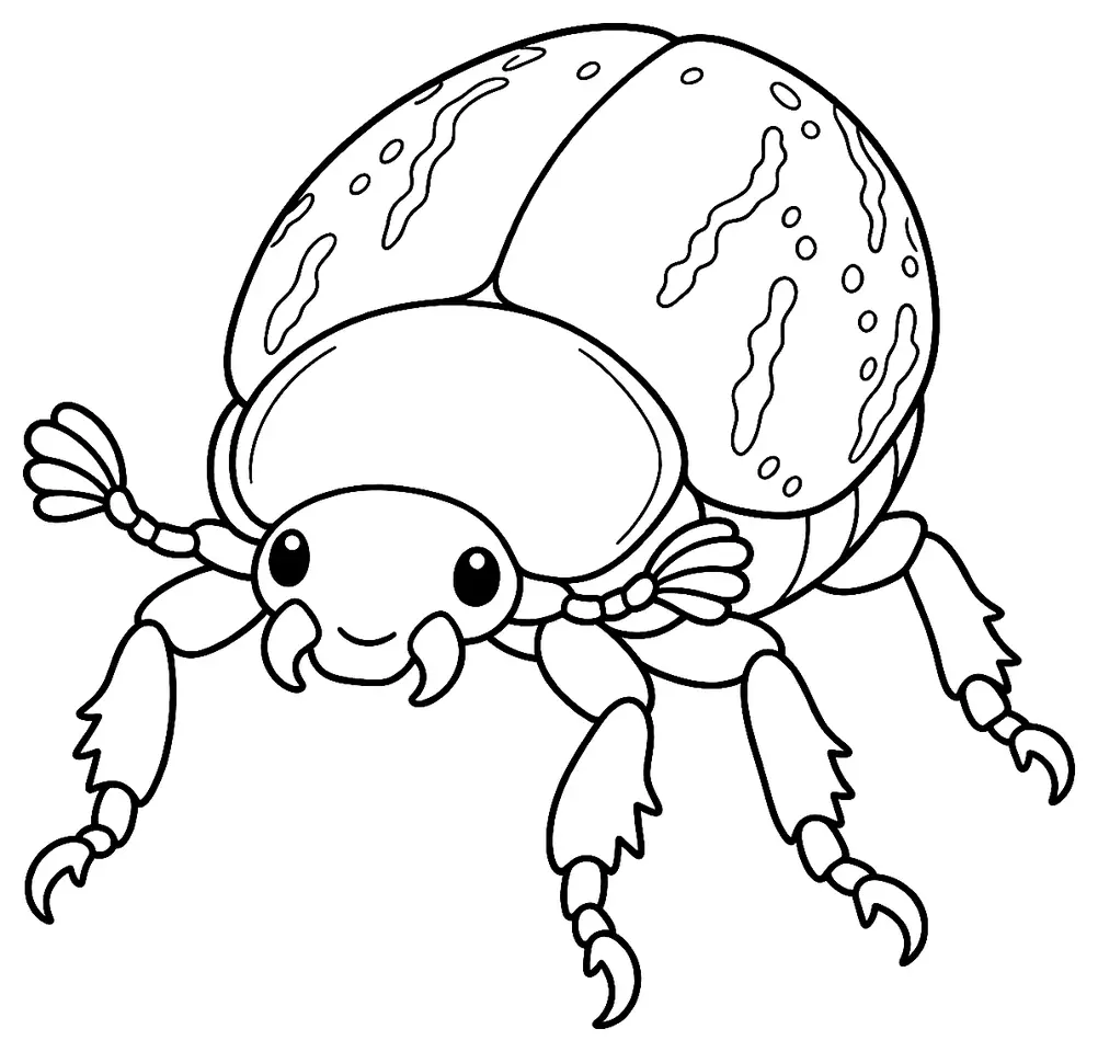 Coloriage de Cétoine dorée : dessin au trait noir à colorier