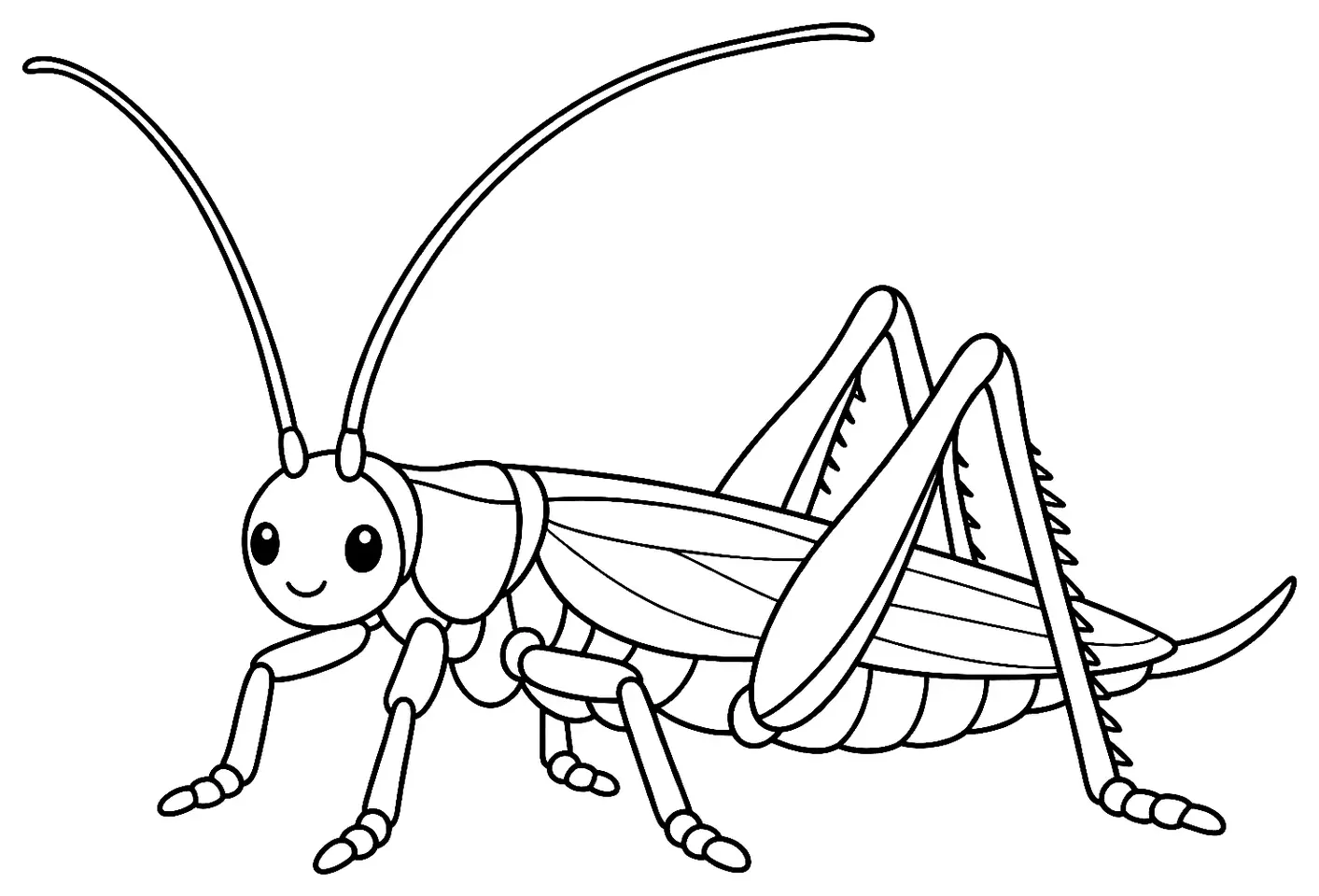 Coloriage de Grande sauterelle verte : dessin au trait noir à colorier