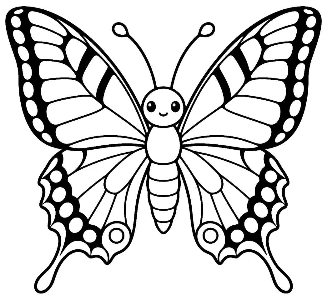Coloriage de Machaon : dessin au trait noir à colorier