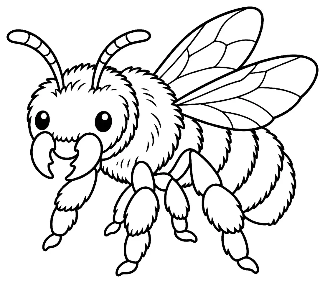 Coloriage de Mégachile : dessin au trait noir à colorier