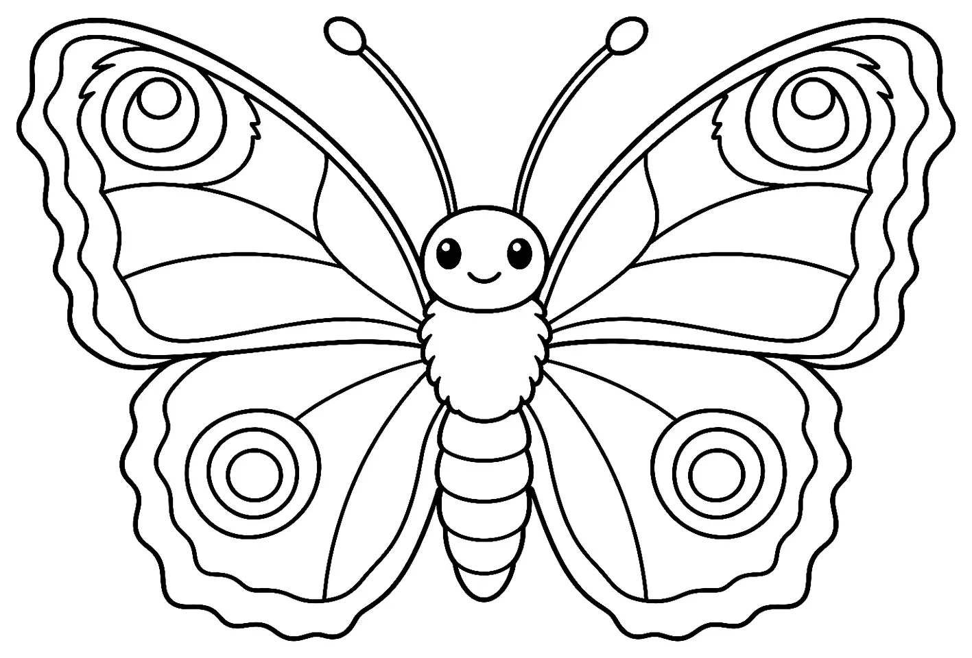 Coloriage de Paon-du-jour : dessin au trait noir à colorier