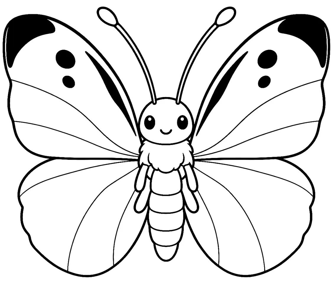 Coloriage de Piéride du chou : dessin au trait noir à colorier