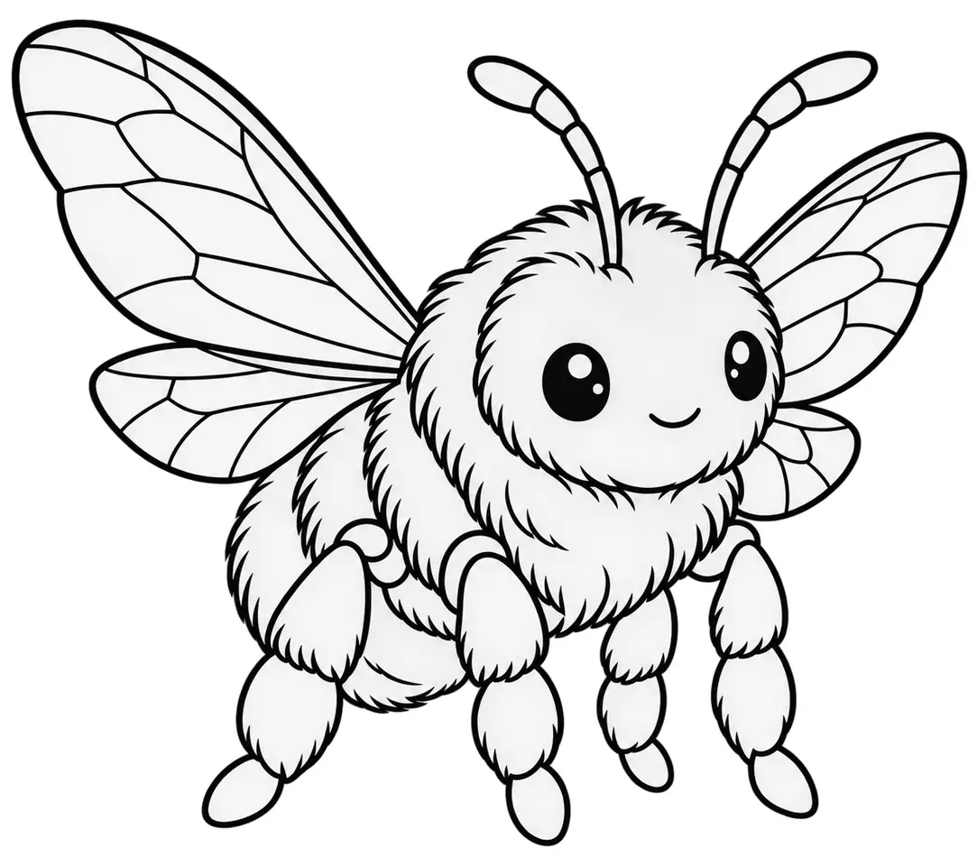 Coloriage de Xylocope violet : dessin au trait noir à colorier