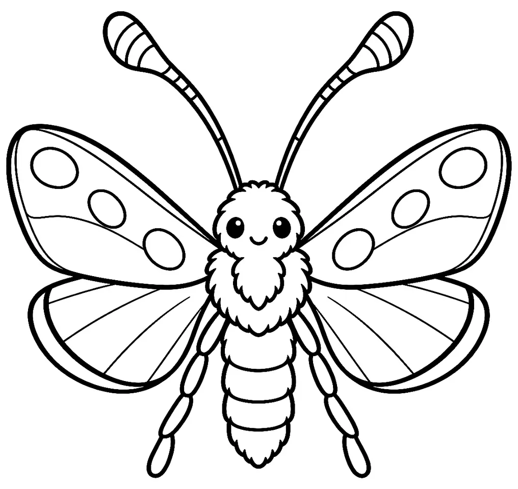 Coloriage de Zygène de la filipendule : dessin au trait noir à colorier