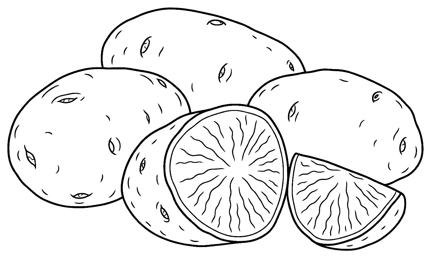 Coloriage de Adirondack Blue (pomme de terre) : dessin au trait noir à colorier