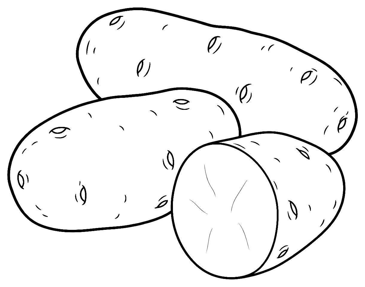 Coloriage de Amandine (pomme de terre) : dessin au trait noir à colorier