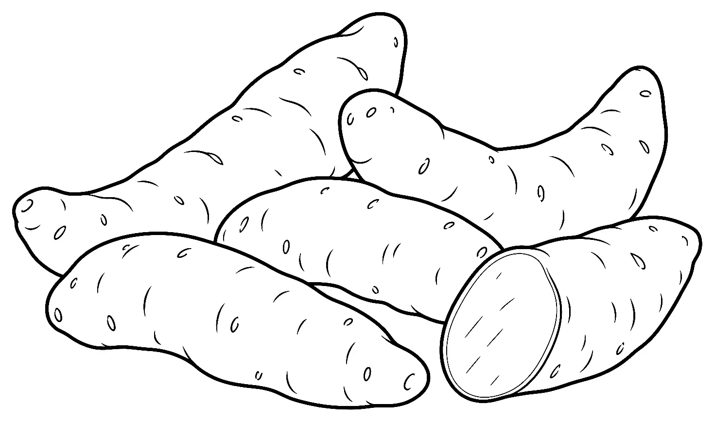 Coloriage de Corne de Bamberg (pomme de terre) : dessin au trait noir à colorier