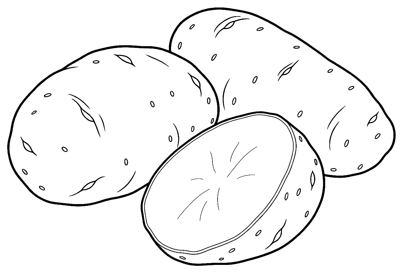 Coloriage de Désirée (pomme de terre) : dessin au trait noir à colorier