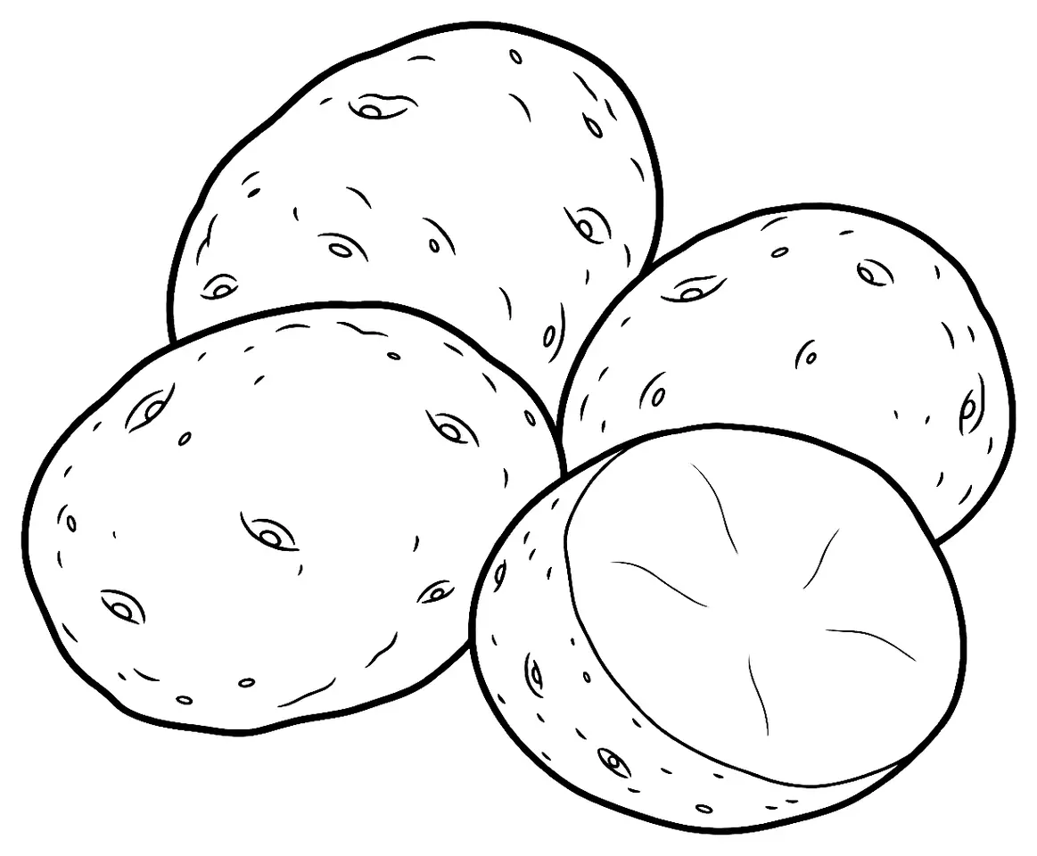 Coloriage de Granola (pomme de terre) : dessin au trait noir à colorier