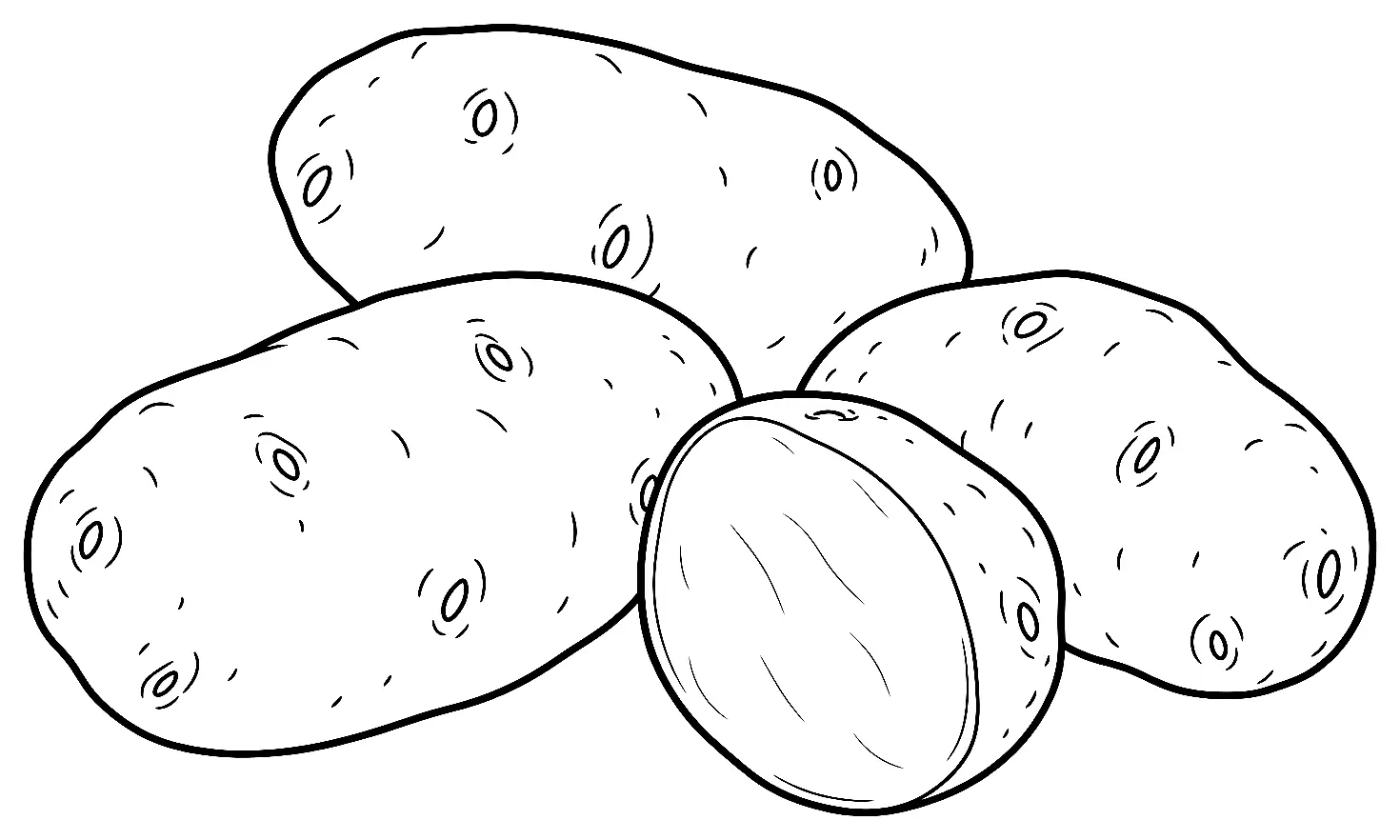 Coloriage de Pommes de terre royales de Jersey : dessin au trait noir à colorier
