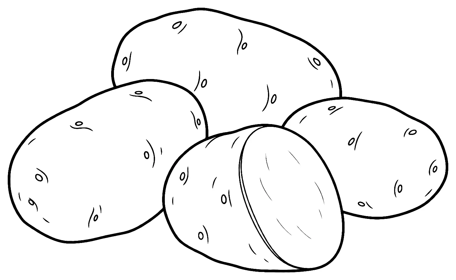 Coloriage de Kennebec (pomme de terre) : dessin au trait noir à colorier
