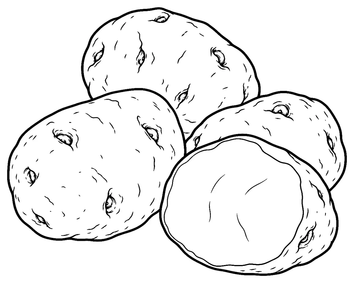 Coloriage de Lumper (pomme de terre) : dessin au trait noir à colorier
