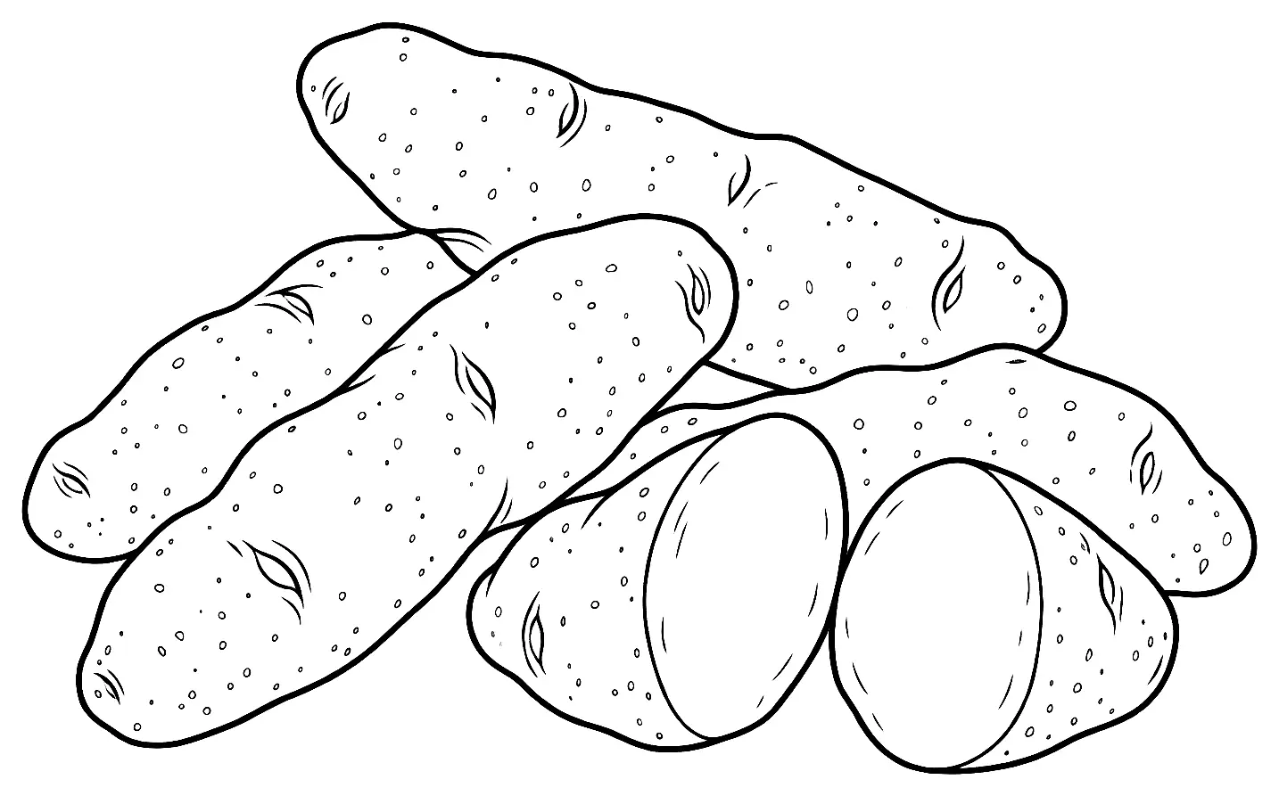 Coloriage de Ozette (pomme de terre) : dessin au trait noir à colorier