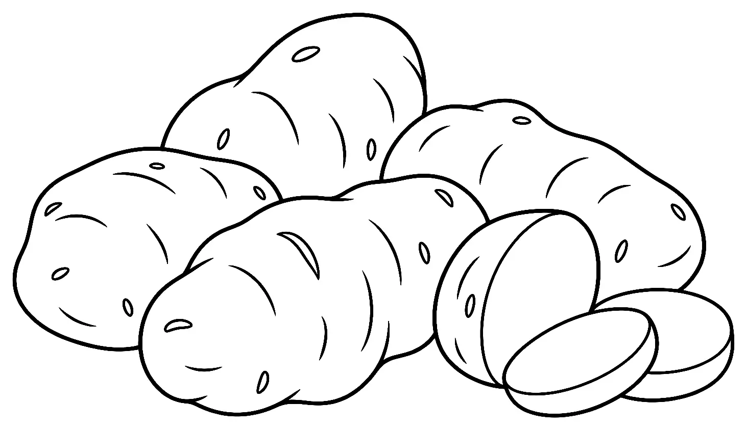 Coloriage de Pommes de terre de Chiloé : dessin au trait noir à colorier