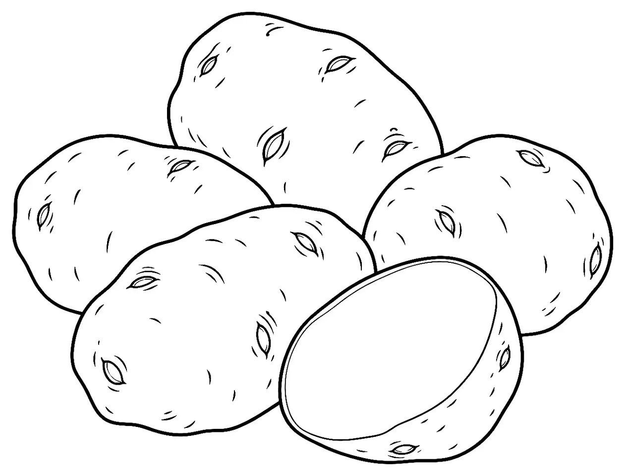 Coloriage de Quarantina bianca genovese (pomme de terre) : dessin au trait noir à colorier