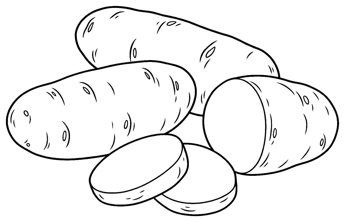 Coloriage de Sárpo (pomme de terre) : dessin au trait noir à colorier
