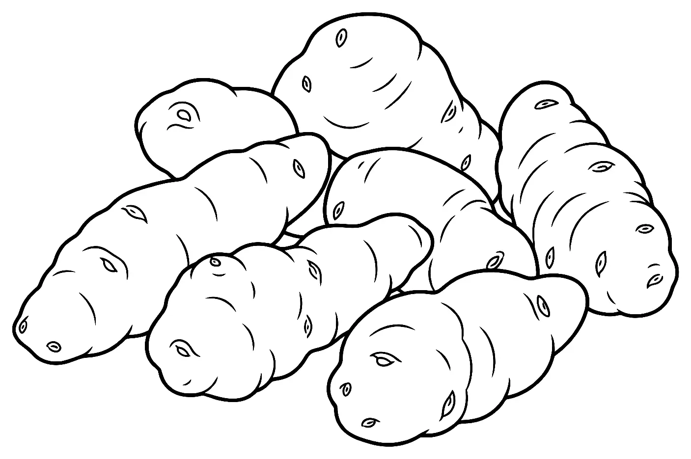 Coloriage de Taewa (pomme de terre) : dessin au trait noir à colorier