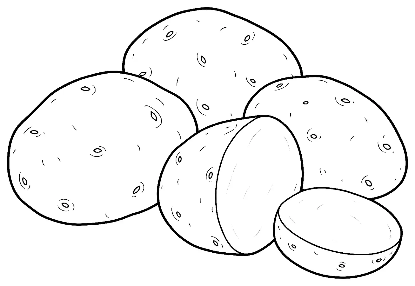 Coloriage de Yukon Gold (pomme de terre) : dessin au trait noir à colorier