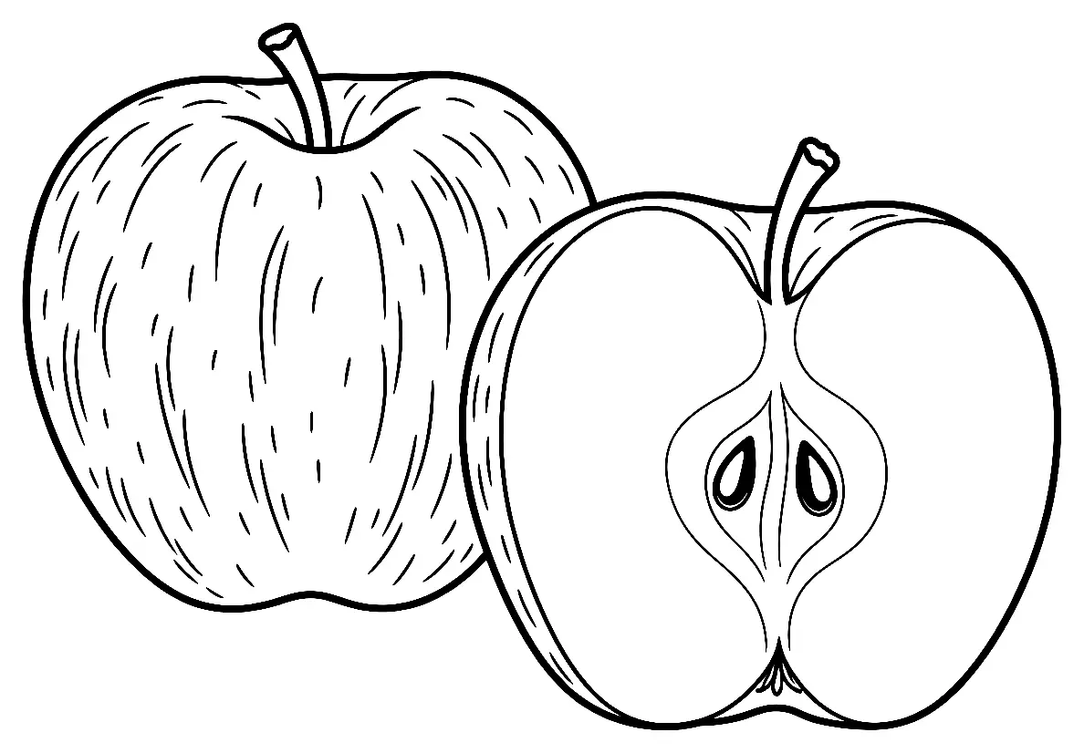 Coloriage de Akane (pomme) : dessin au trait noir à colorier