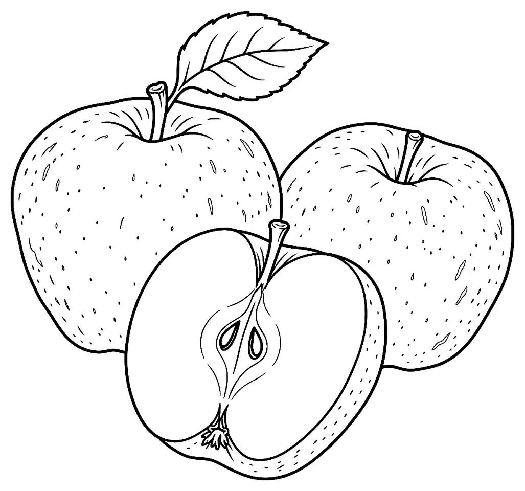 Coloriage de Belle de Boskoop (pomme) : dessin au trait noir à colorier