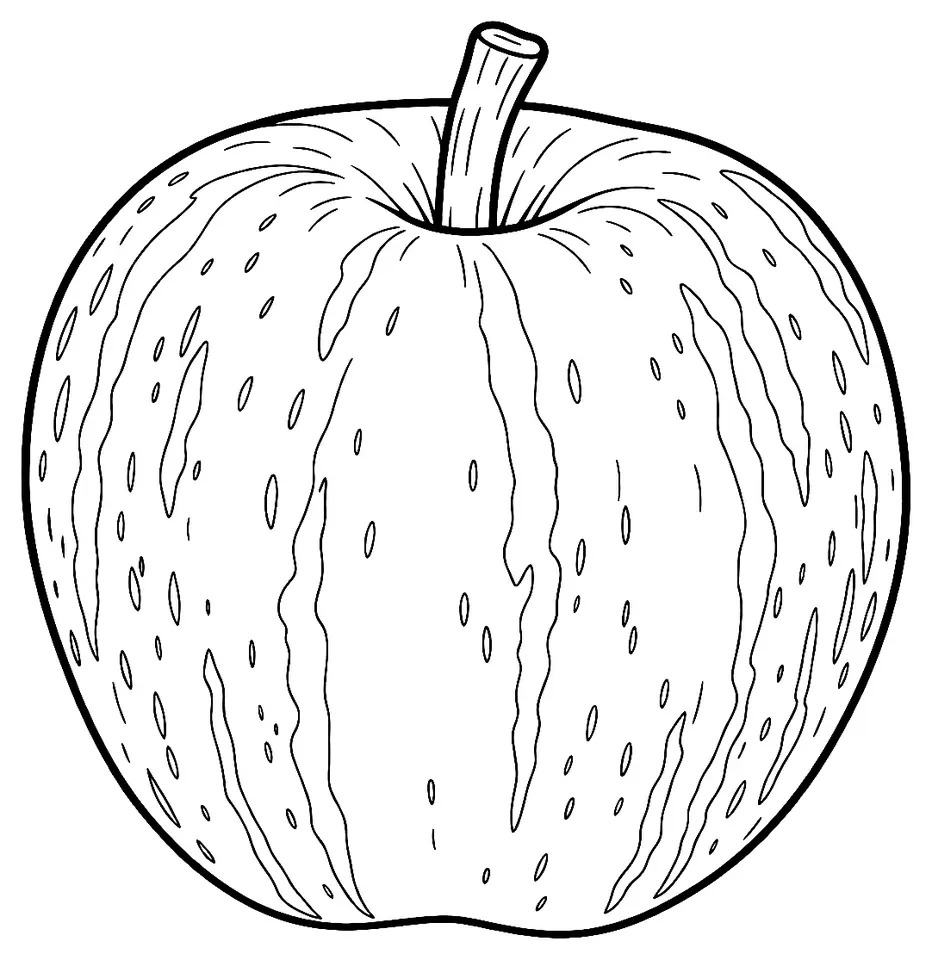 Coloriage de Blenheim Orange (pomme) : dessin au trait noir à colorier