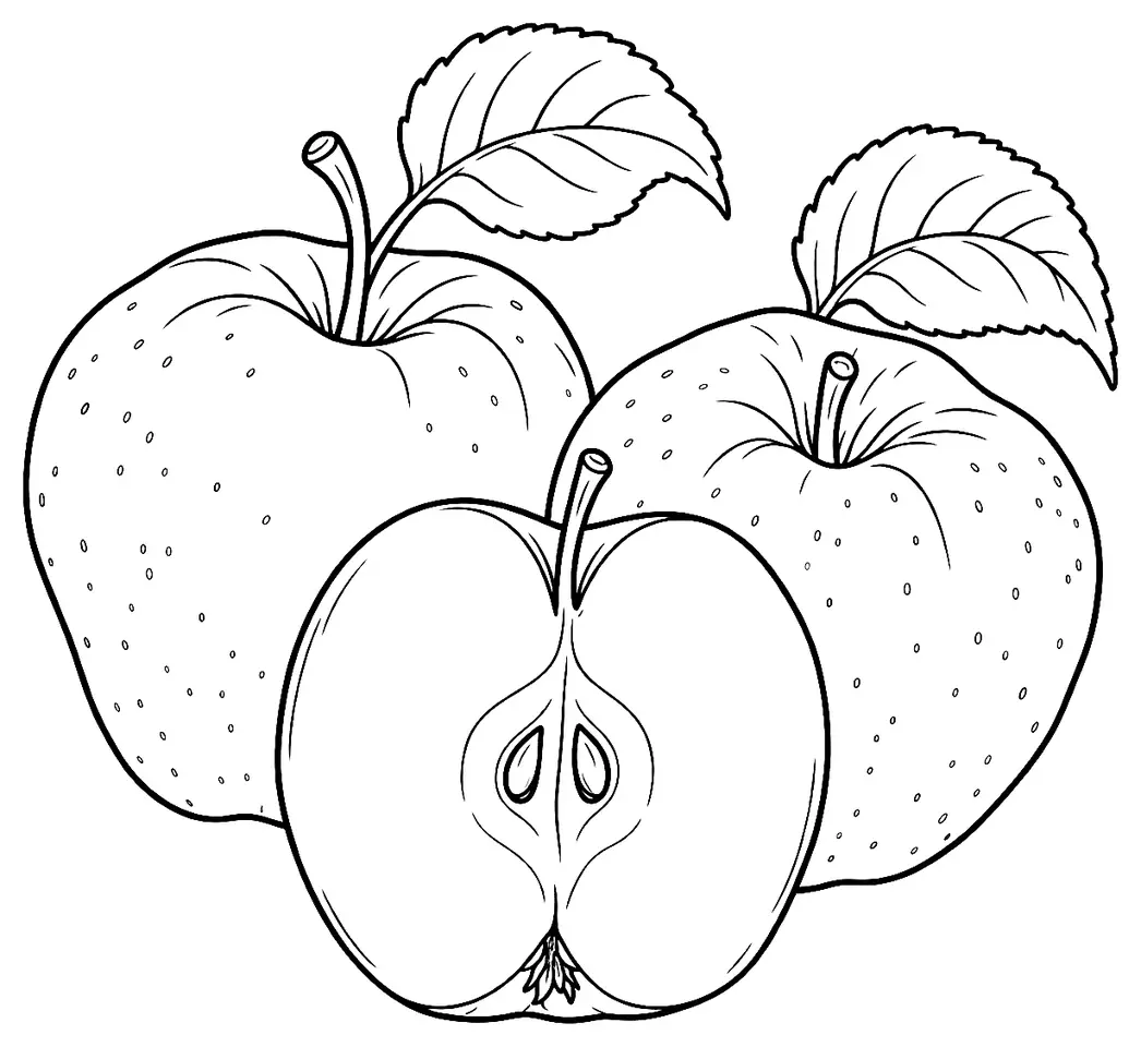 Coloriage de Court-Pendu (pomme) : dessin au trait noir à colorier