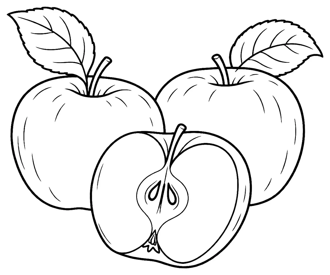 Coloriage de Discovery (pomme) : dessin au trait noir à colorier