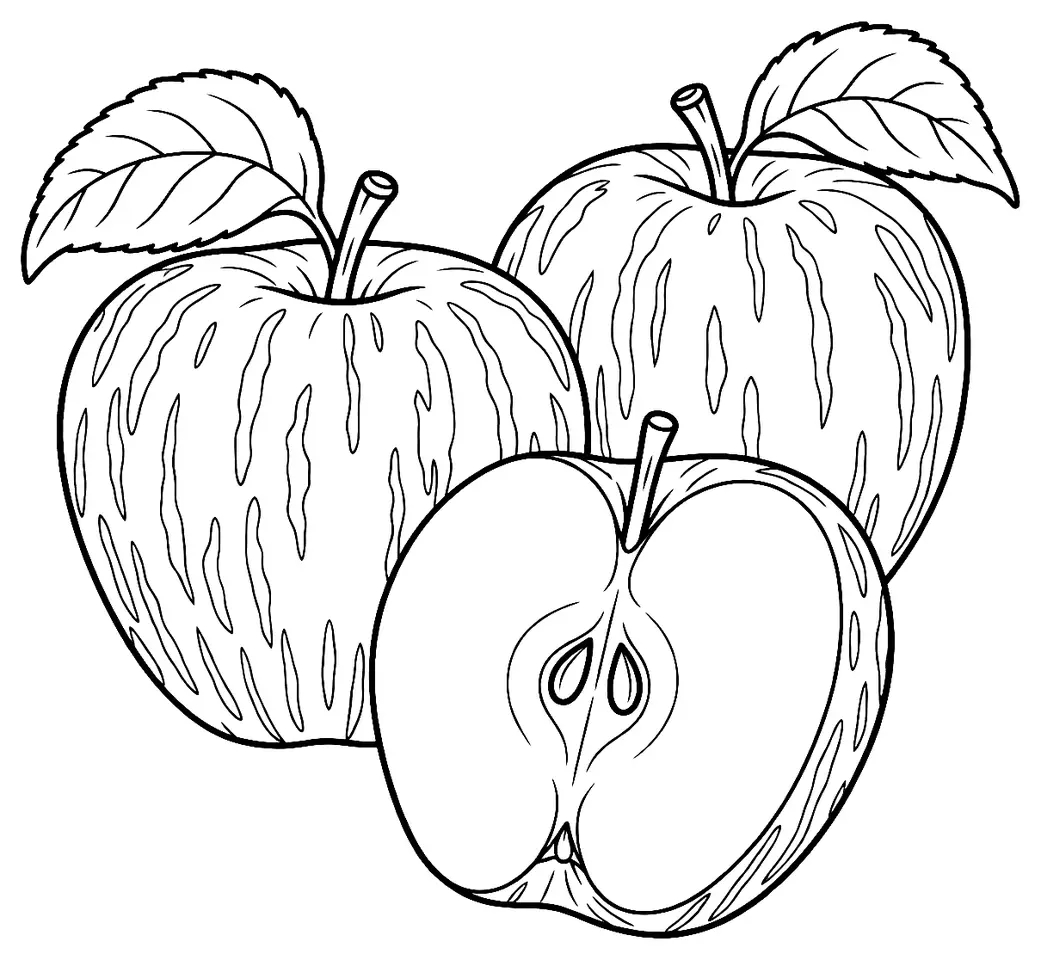 Coloriage de Ellison’s Orange (pomme) : dessin au trait noir à colorier
