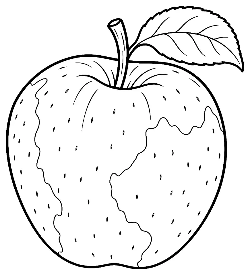 Coloriage de Elstar (pomme) : dessin au trait noir à colorier