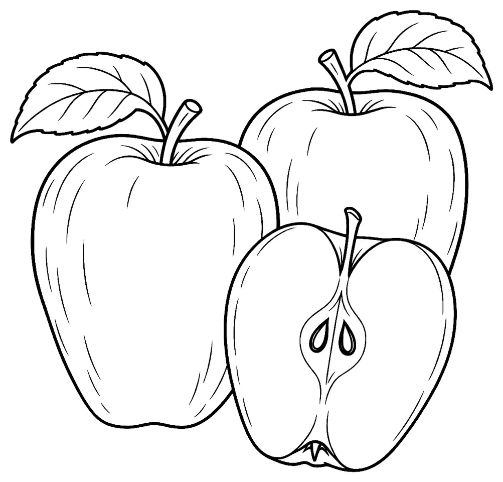 Coloriage de Enterprise (pomme) : dessin au trait noir à colorier