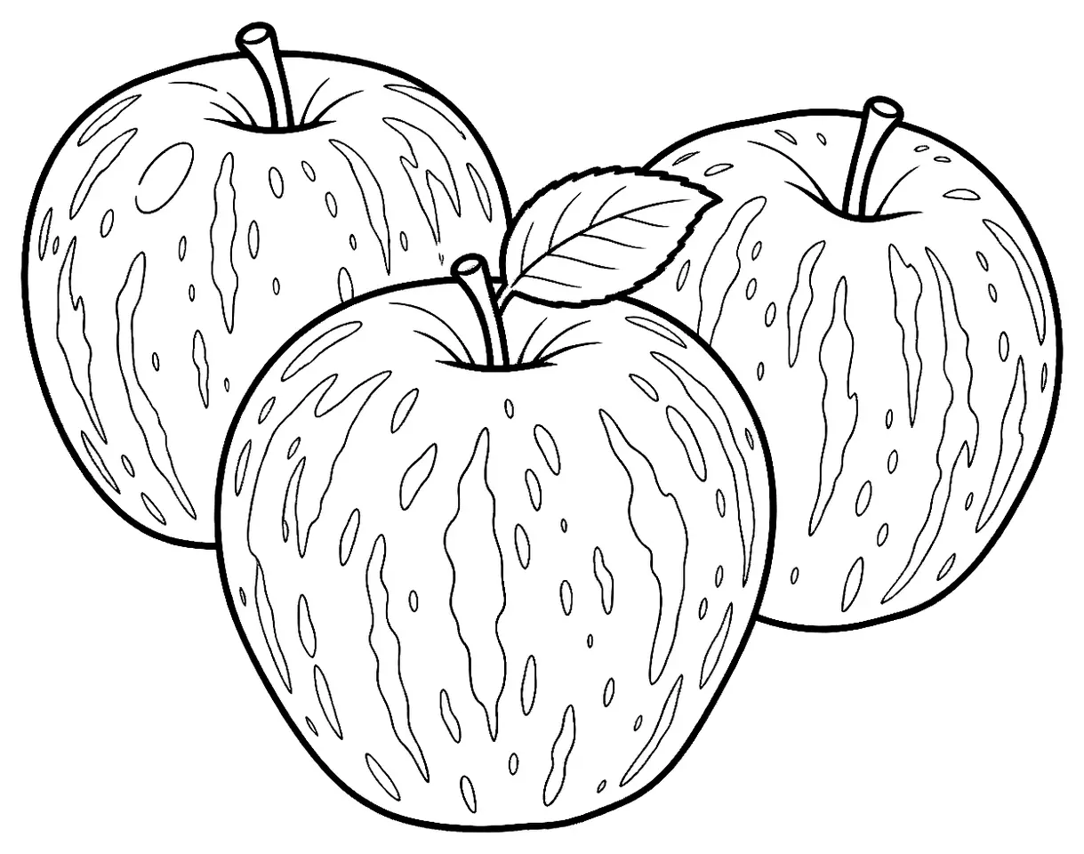 Coloriage de Florina (pomme) : dessin au trait noir à colorier