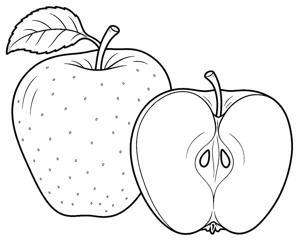 Coloriage de Ginger Gold (pomme) : dessin au trait noir à colorier
