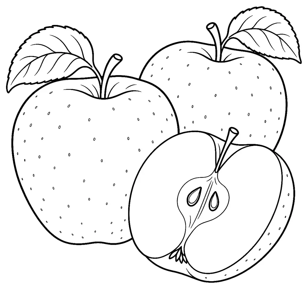 Coloriage de Golden Delicious (pomme) : dessin au trait noir à colorier