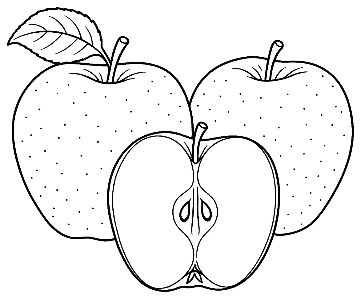 Coloriage de Golden Orange (pomme) : dessin au trait noir à colorier