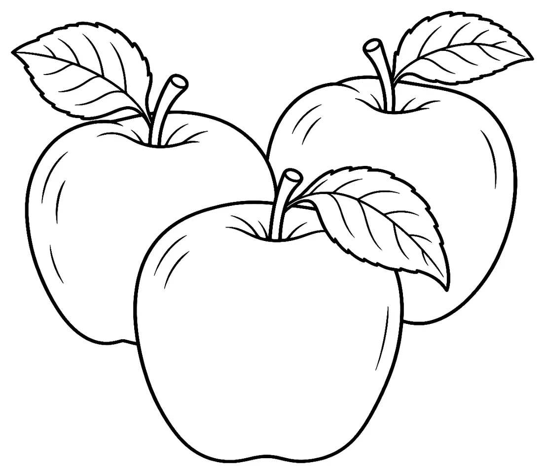 Coloriage de Granny Smith (pomme) : dessin au trait noir à colorier